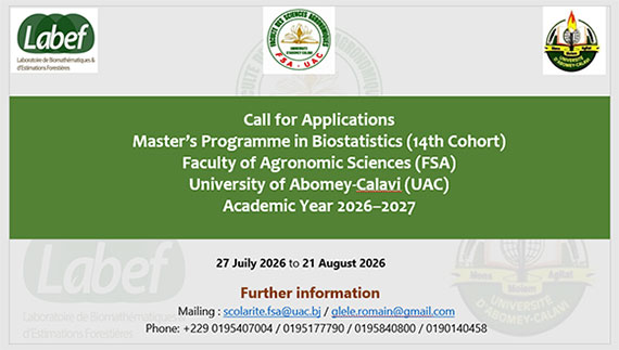 🎓 “ 𝗔𝗱𝘃𝗮𝗻𝗰𝗲 𝘆𝗼𝘂𝗿 𝗰𝗮𝗿𝗲𝗲𝗿 𝘄𝗶𝘁𝗵 𝗮𝗻 𝗶𝗻𝘁𝗲𝗿𝗻𝗮𝘁𝗶𝗼𝗻𝗮𝗹-𝗰𝗹𝗮𝘀𝘀 𝘁𝗿𝗮𝗶𝗻𝗶𝗻𝗴 𝗶𝗻 𝗕𝗶𝗼𝘀𝘁𝗮𝘁𝗶𝘀𝘁𝗶𝗰𝘀 𝗮𝘁 𝘁𝗵𝗲 𝗟𝗔𝗕𝗘𝗙-𝗨𝗔𝗖, 𝗕𝗘𝗡𝗜𝗡, 𝗮 𝗕𝗲𝗻𝗰𝗵𝗺𝗮𝗿𝗸 𝗥𝗲𝘀𝗲𝗮𝗿𝗰𝗵 𝗟𝗮𝗯𝗼𝗿𝗮𝘁𝗼𝗿𝘆.”